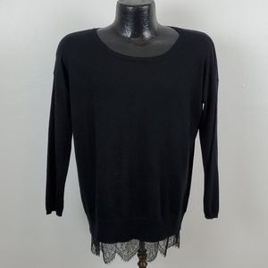 Joie Lace Cashmere Sweater Women’s L Black Knit Soft Elegant Top